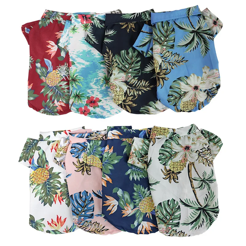 Hawaiian Pet T-shirt Cool Summer Dog Vest Pet Dog Cat Golden Retriever Spring/Summer Thin Clothing Supplies