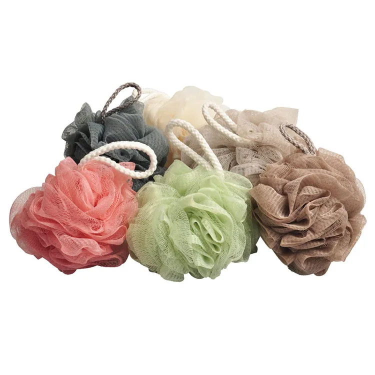 Hot selling Eco Friendly Cute Flower Softly Cotton Mesh Loofah Shower Sponge Bath Ball