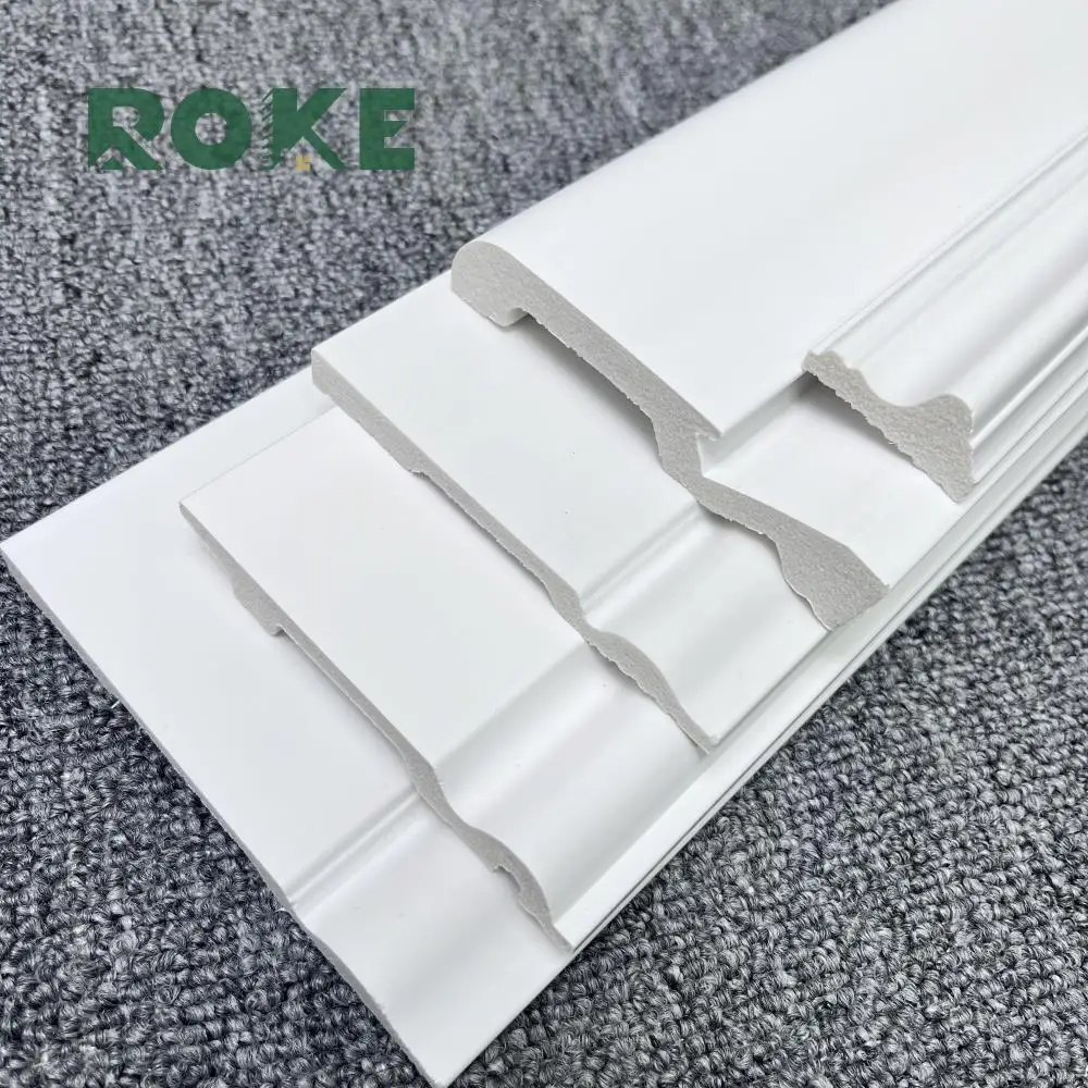 Factory price polymer hotel exterior wall bed skirting white line board baseboard tile