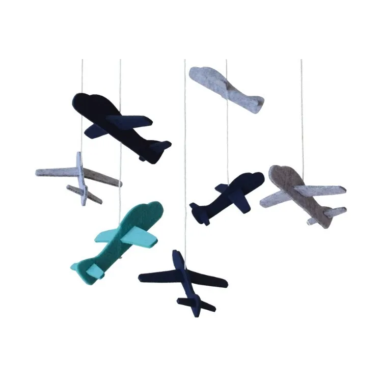 Eco-friendly wooden hand-made felt airplane wooden crib mobile phone Nordic baby hanging toy