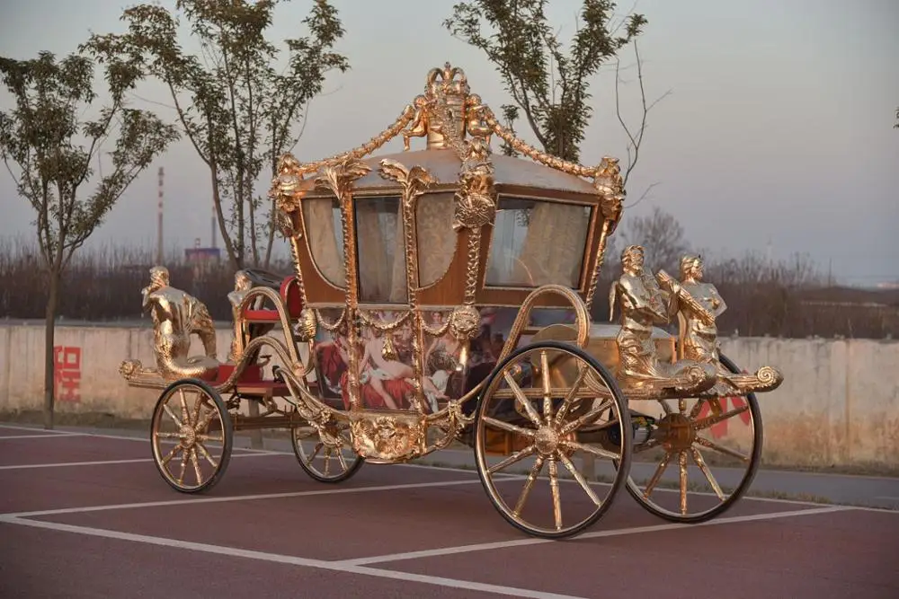 
Luxury design england style gold stagecoach horse drawn carriages 
