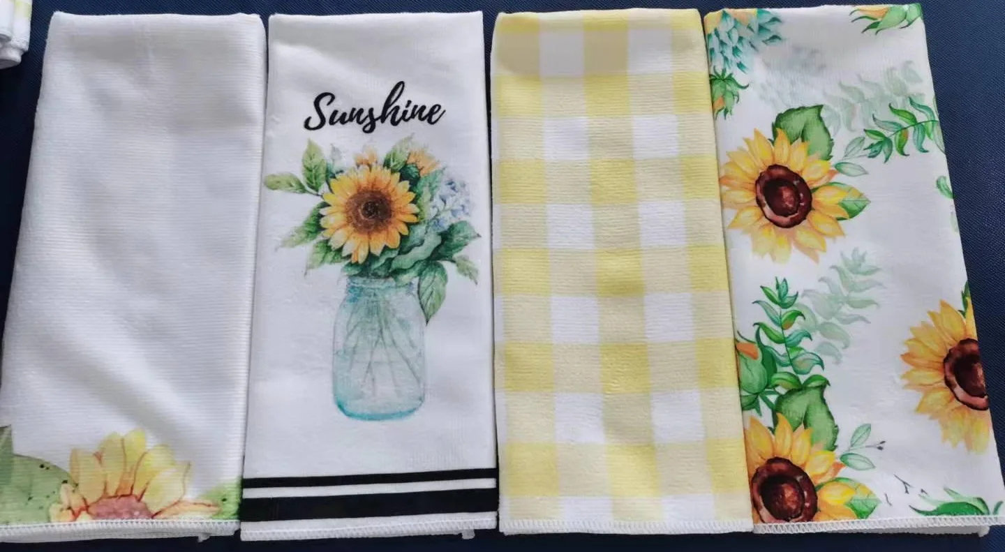 Custom Printed 40*60 cm Cheap Present Towel Microfiber Tea Towel Hand Kitchen Towel