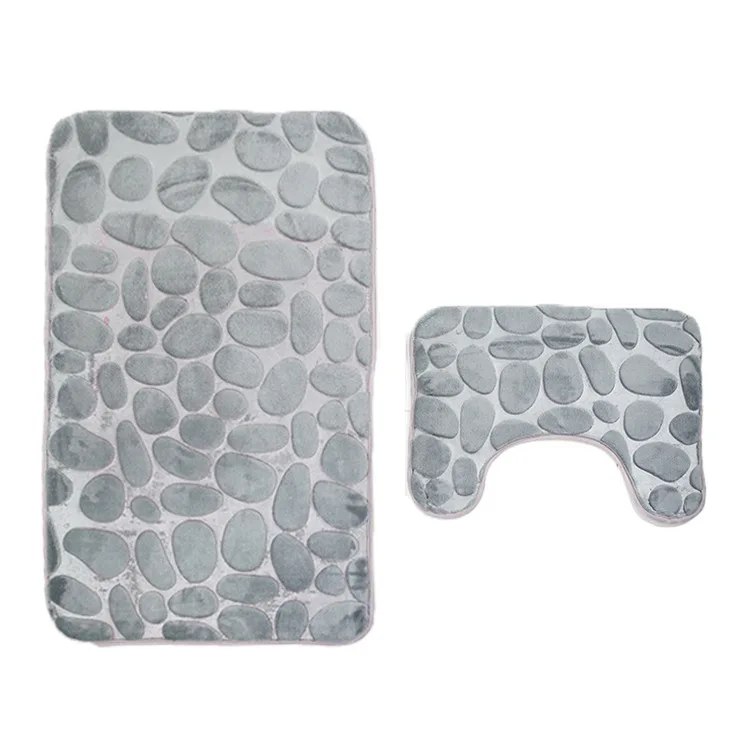 Bath Rug Set 2 Piece Bathroom Contour Rug Toilet Mat Sets Non Slip Microfiber Bath Shower Mat U-Shaped Toilet Rug Combo Set