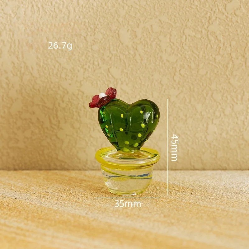 Handcrafted Lampworking Technique Home Decoration Gift Papertown Mixed Shape Cactus  Glass Figurine