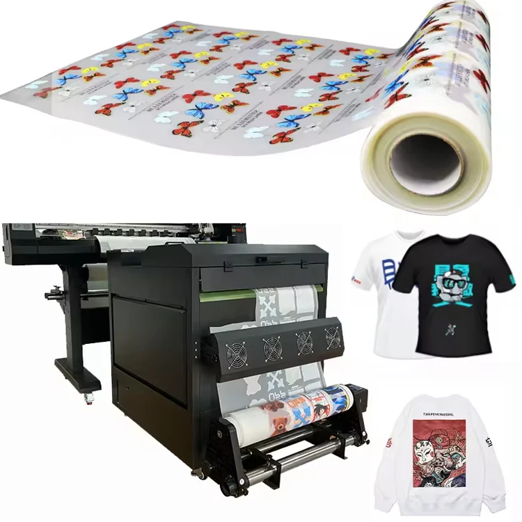 Custom size double single side dtf film roll 60cm 30cm 33cm dtf paper pet film roll for digital inkjet heat transfer printing