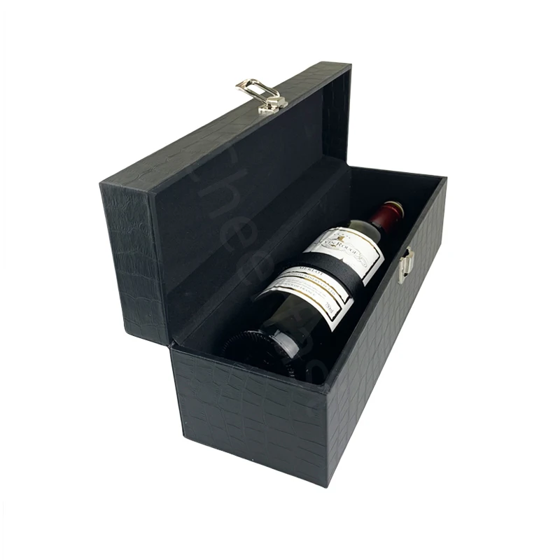 High Grade Red Wine Bottle Carrier Case Boxes Package And 4pcs Tools Crocodile Grain Single Bottle Wine Box PU Leather Packaging