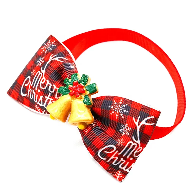 Adjustable Pet Dog Collar with 3D Santa Reindeer Bell Snow Christmas Ornaments Cute Western Fashion Style for Spring Fall Travel