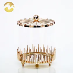 Low price iron&glass gold storage storage jar small