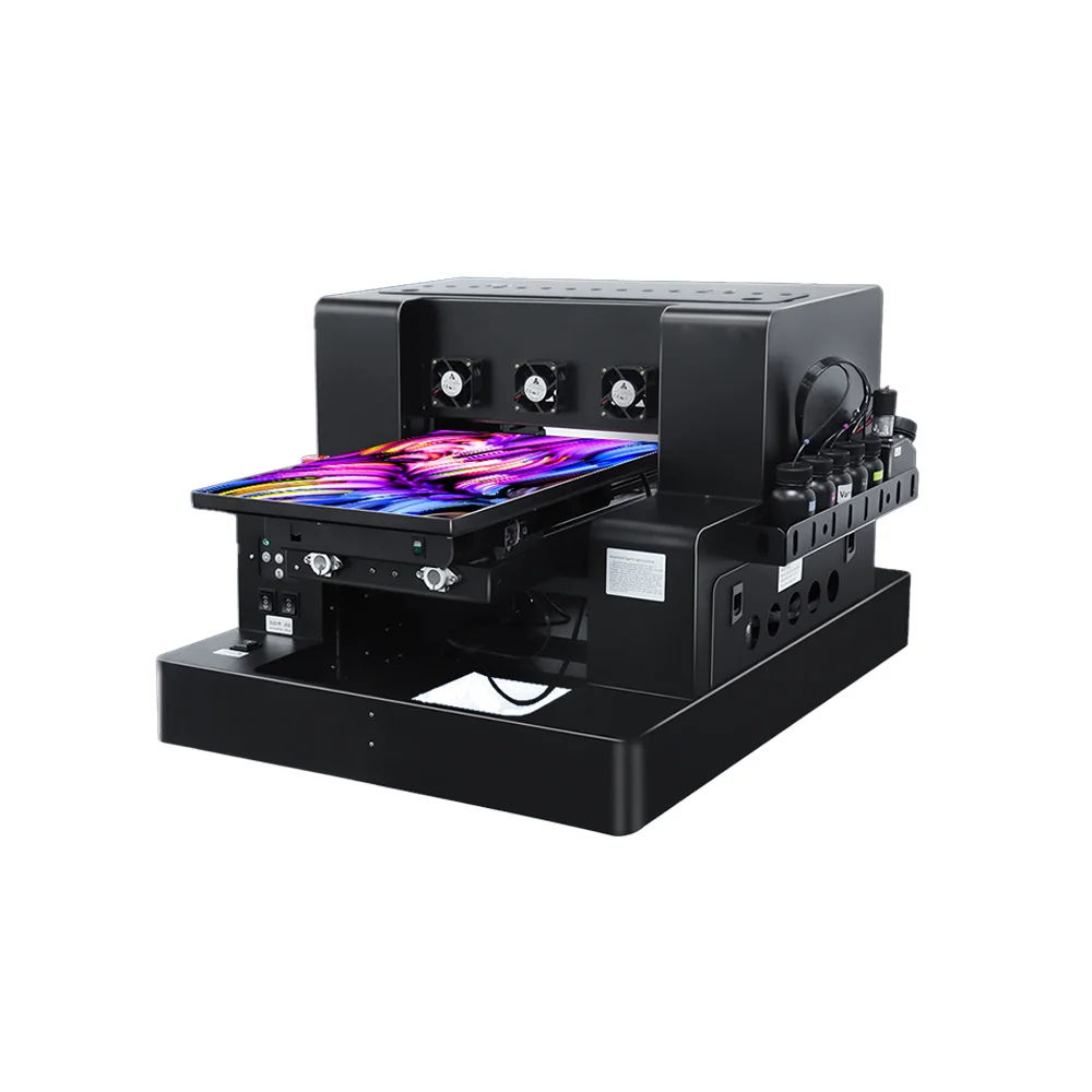 UV DTF printer full set AB film automatic A4 UV flatbed varnish printer for phone case bottle glass metal sticker