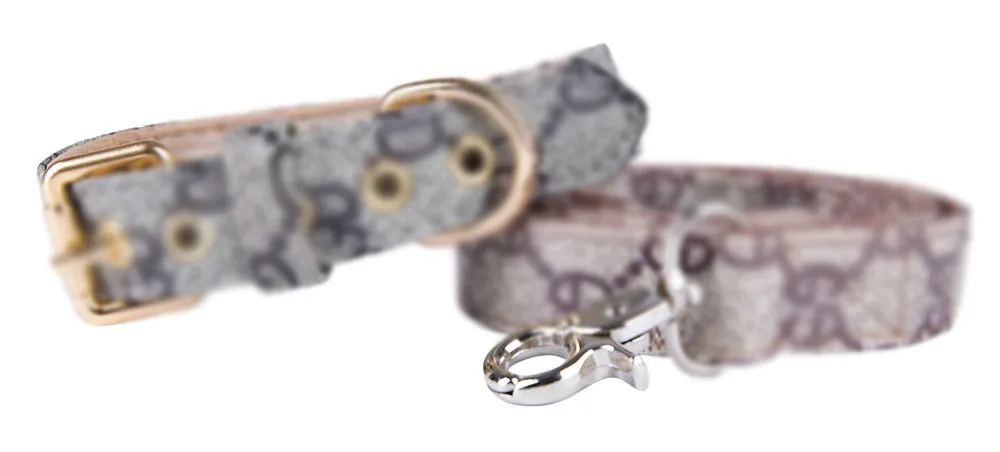 Customized new fashion pet PU collar leash set cats and dogs to prevent lost out leather collar