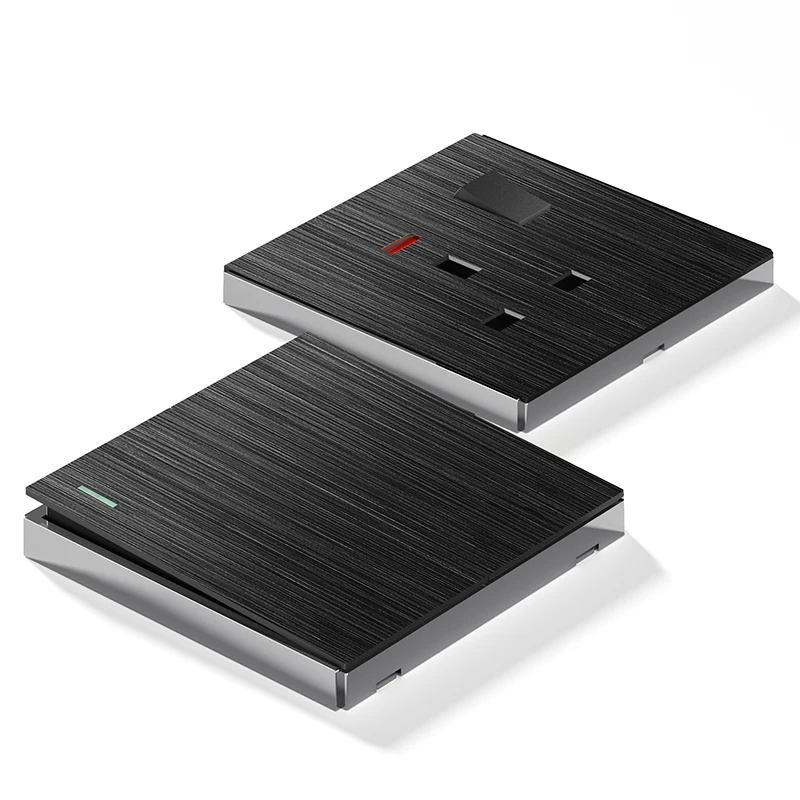 S1 Plating embossed PC panel 20A DP Silver brushed electric button smart touch wall switch for home hotel