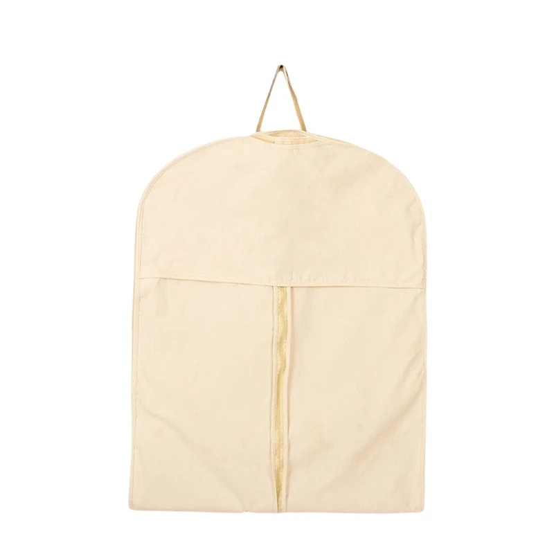 Custom Logo luxury Suit garment Cover Canvas White Cotton Fabric Garment Bag hanger bag for dress with logo