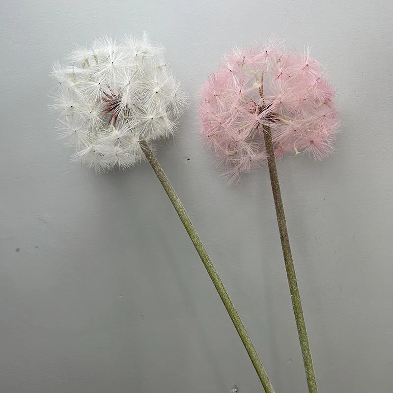 74/90cm Large Dandelion Flower for Home Decoration Flocking Plants Artificial Flower Wedding Centerpieces White Pink Dandelion