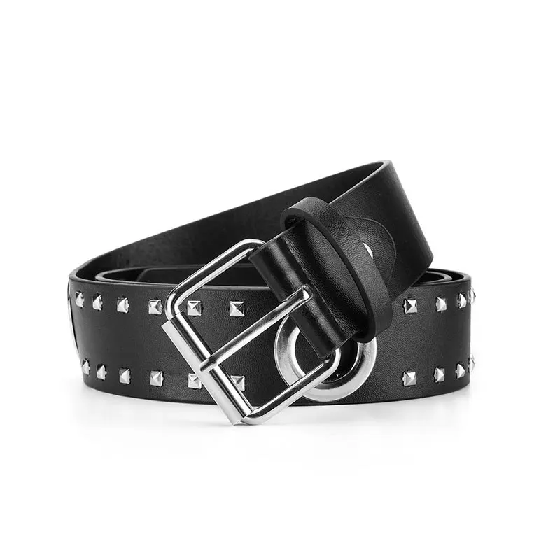 Factory direct Custom Snap On Punk Rock Silver Star Studded Grommets Leather Jean Belt With Eyelets