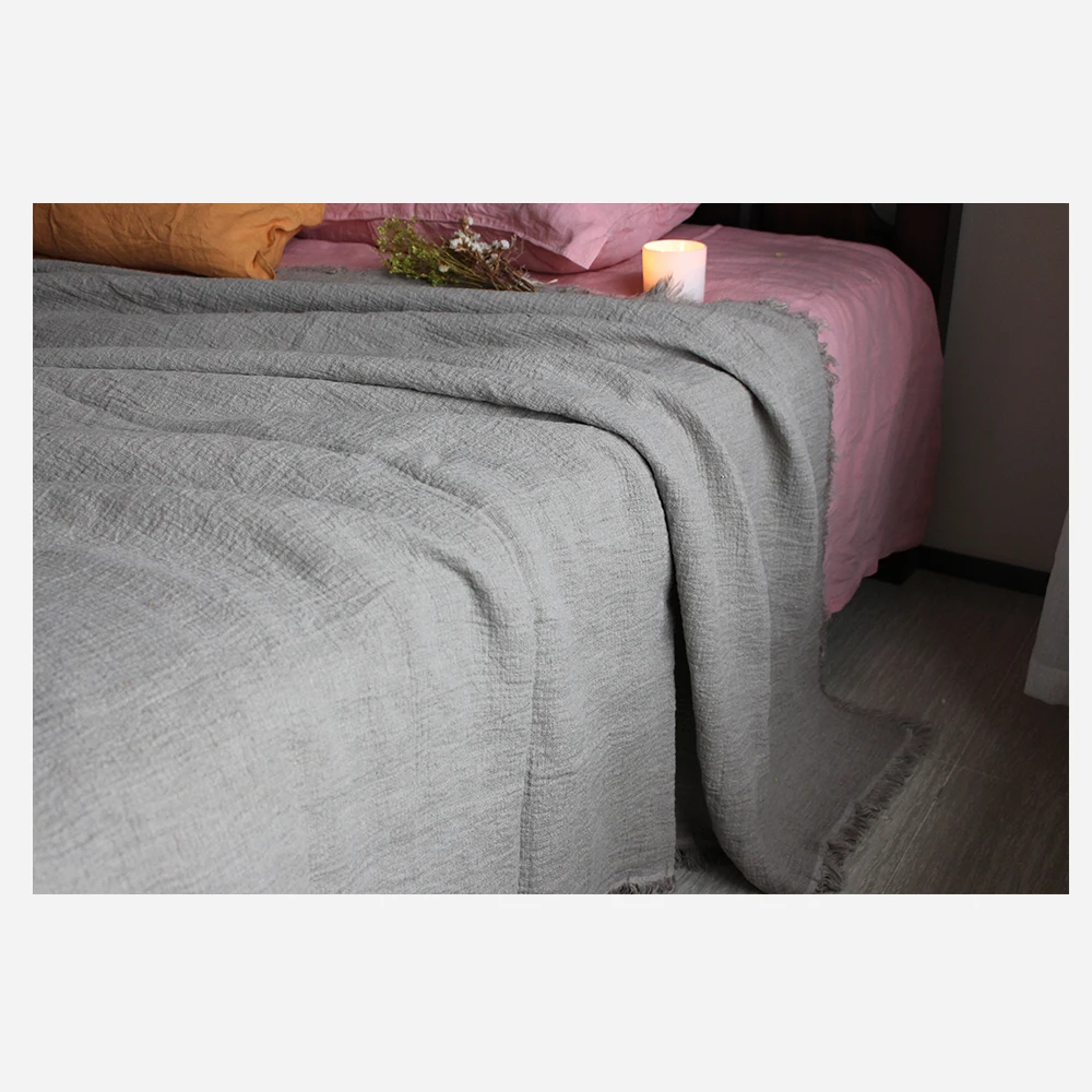  LZ pure 100% flax bed modern linen throw