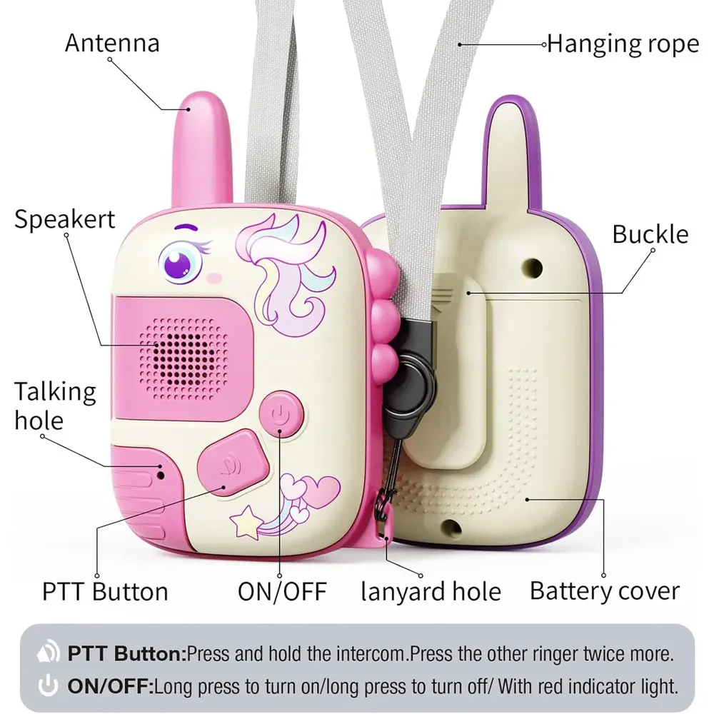 Kids Cartoon Walkie Talkie Toy Portable Handheld Mini Walkie Talkie 300m Interactive Cute Walkie Talkie Set