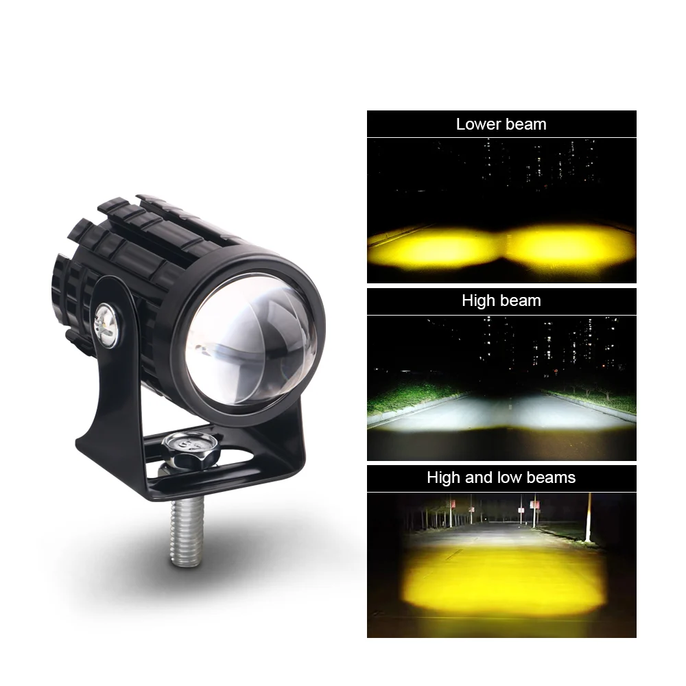 YOBIS Motorcycle Fog Lights 12000 Lumens Motorcycle Auxiliary Driving Light 6500K Amber White LED Spot Light Compatible Moto Etc