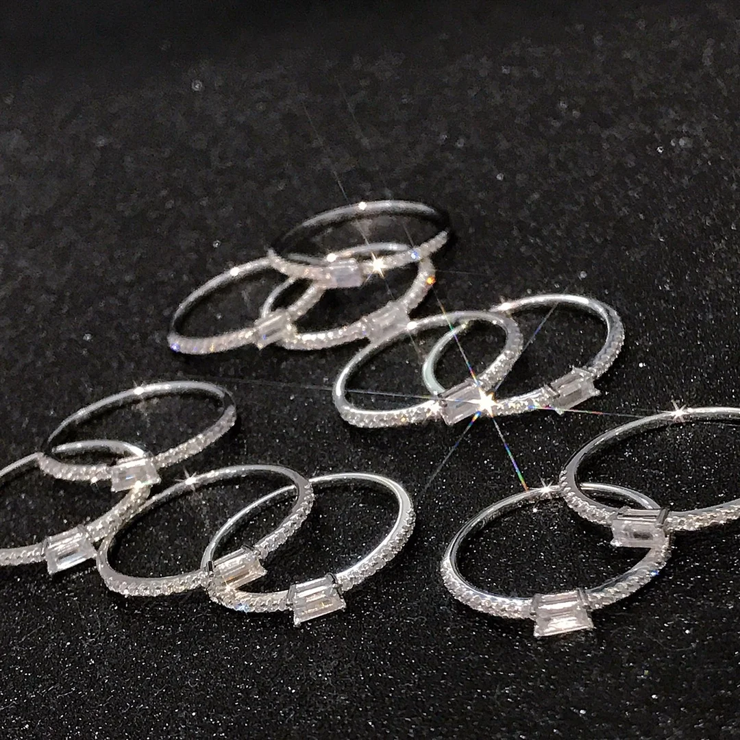 Xinfly Anti Tarnish 0.26ct White Sapphire 18k Real Gold Engagement Wedding Diamonds Gemstone Fashion Jewelry Finger Rings