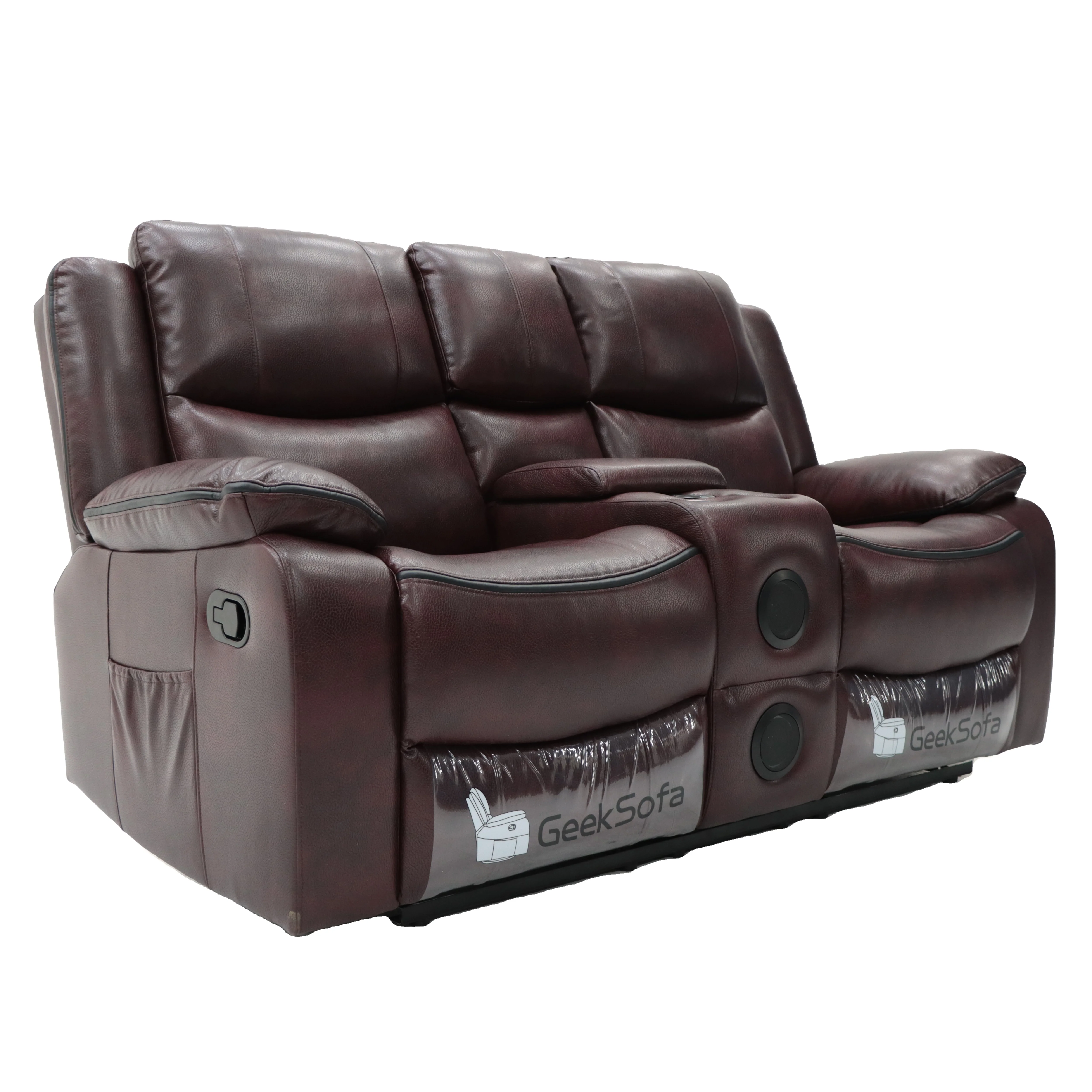 Geeksofa Wholesale Prices Reclining Sofa Set 3+2 Manual Sofa Seating With Blue Tooth Speaker And Touch Lights Console Cup Holder