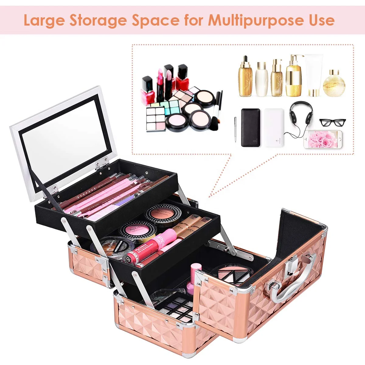 wholesale manufacturer professional cosmetic case trolley beauty case makeup kit box makeup Set Bag