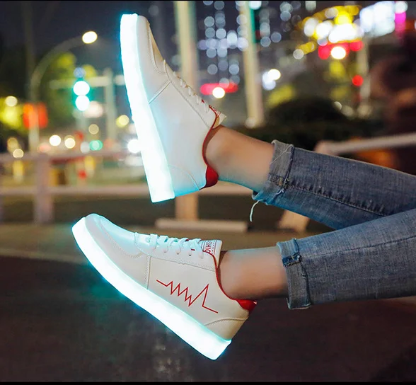 usb rechargeable colorful student board shoes led boy and girl luminous couple light shoes