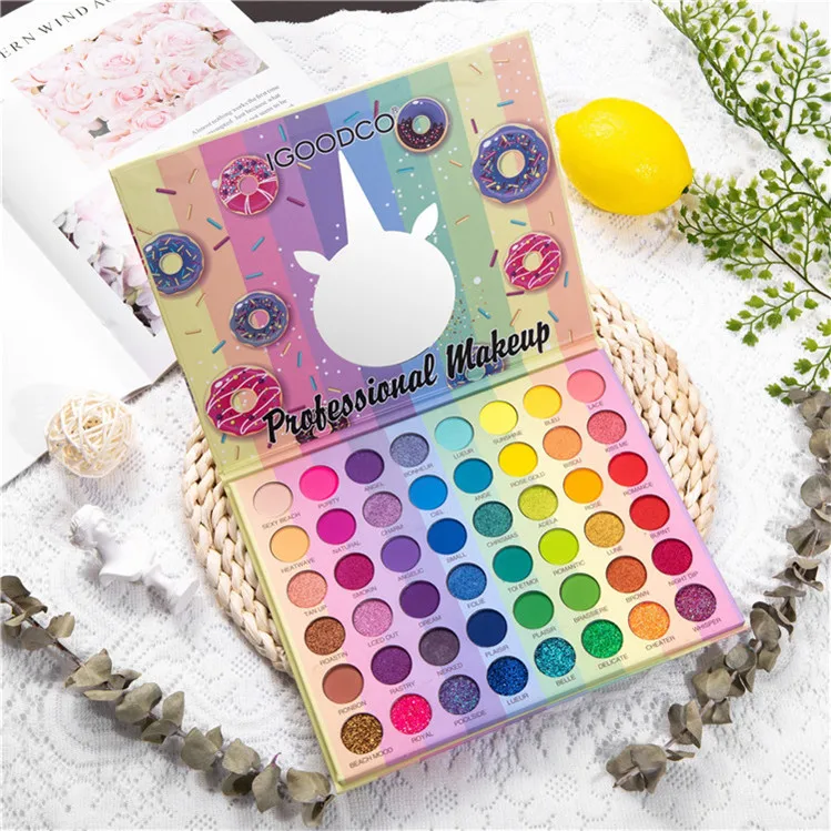 New Design Cute Cartoon Donut Macaron Eyeshadow 48 Colors Makeup High Pigmented Eyeshadow Palette