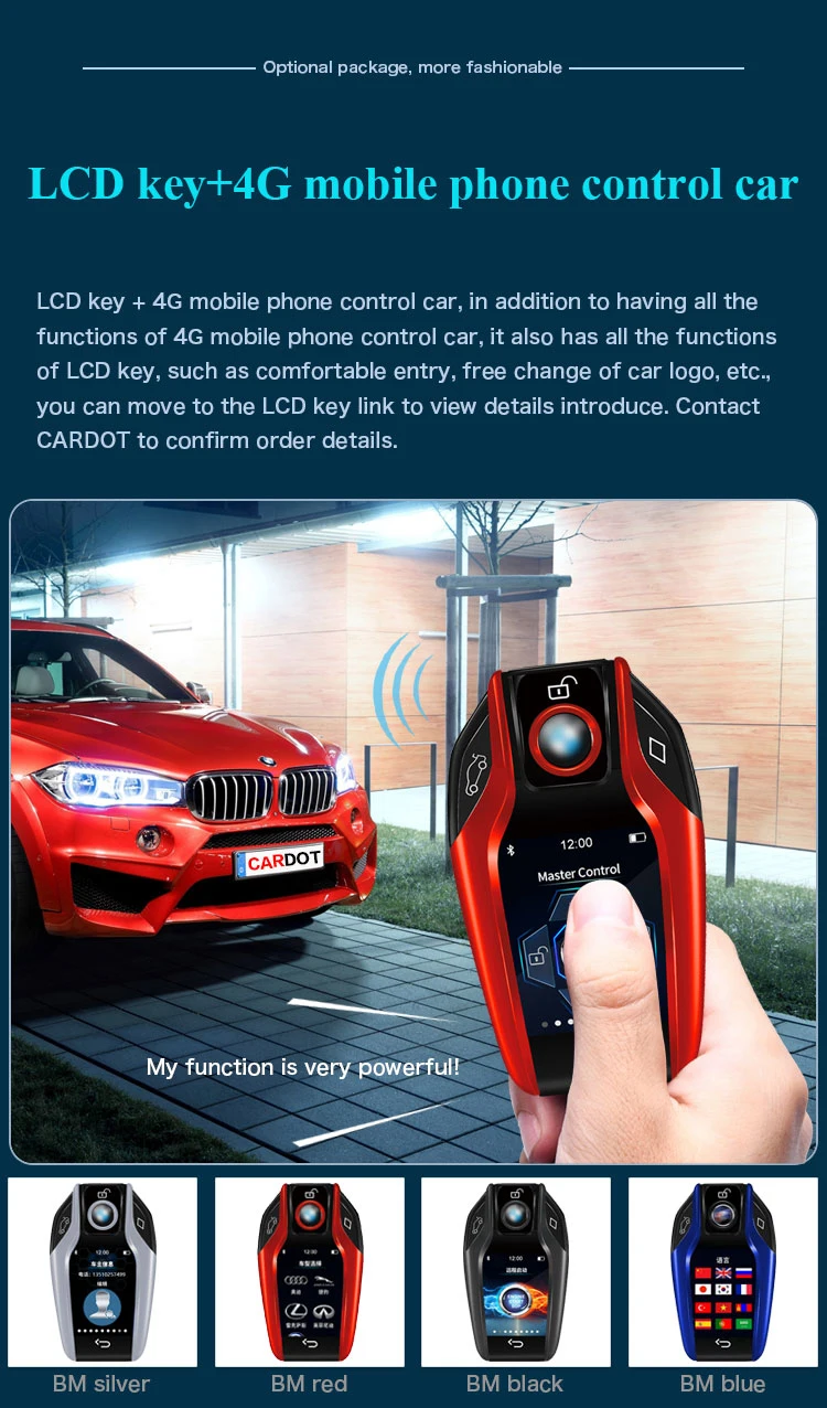 Drop Shipping KOL Cardot 4G Mobile Phone Control Car  Car Alarm Keyless Entry Remote Push Engine Start Stop Smart Key Car