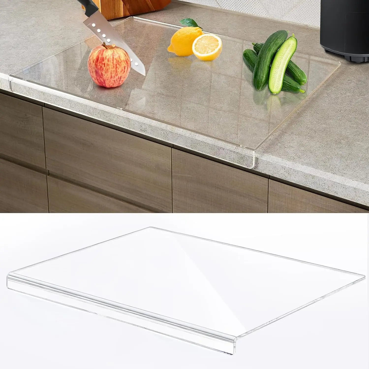 Clear Acrylic Cutting Board Non Slip  Counter Top Cutting Board for Kitchen Restaurant