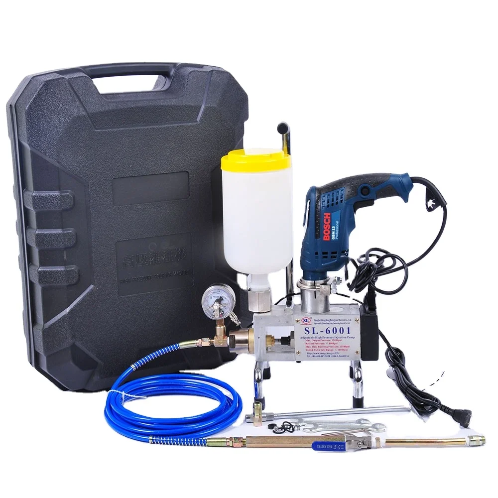 One-man Operated Remote-Control Pump waterproof project SL-1001 with BOSCH drill epoxy resin injection machine