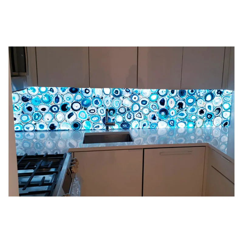 Квадратная настенная плитка из голубого агата, декоративная плита для дома