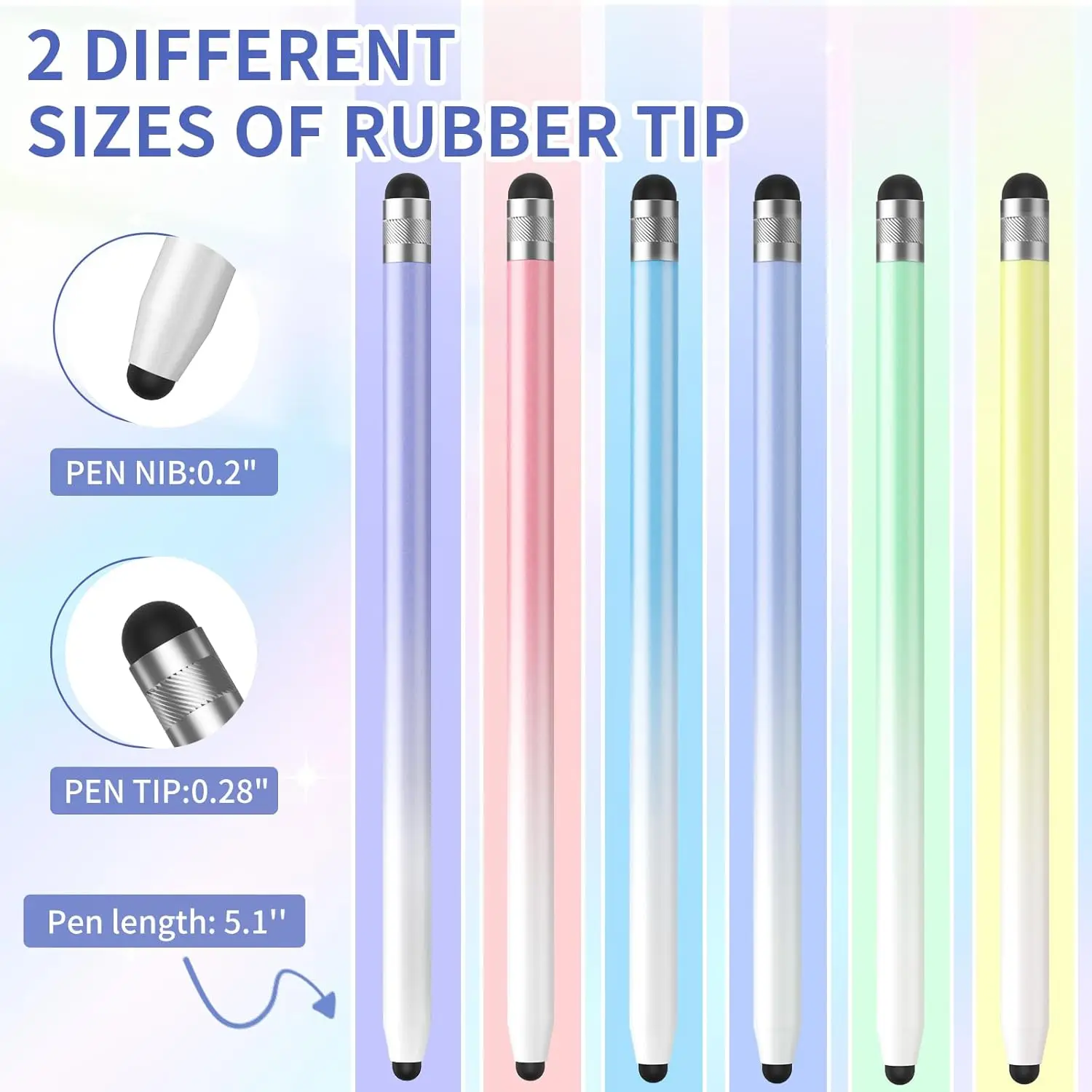 Stylus Pen for Touchscreen, iPad Pencil with High Precision Double Rubber Tips, Compatible with Other Capacitive Touch Screen