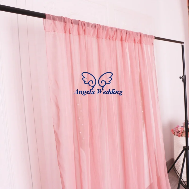BC002F ready to ship fancy wedding photography 8*8ft dusty pink voile backdrop curtain panel with rod pocket