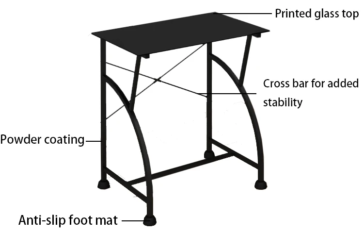 
Simple office Desk Metal Furniture Glass Computer Desk 