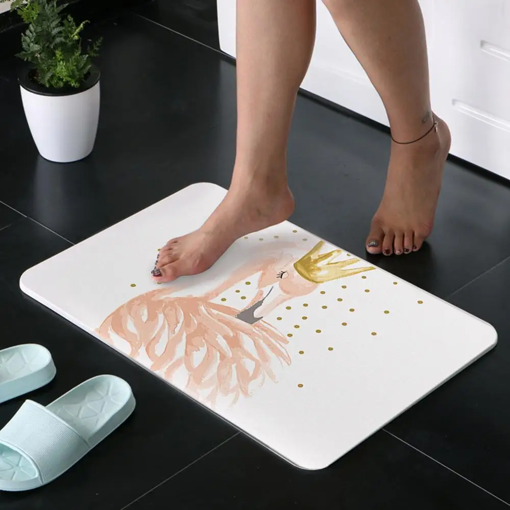
Factory supply high quality custom print waterproof fast drying excellent absorbent diatomite non-slip bath mat 