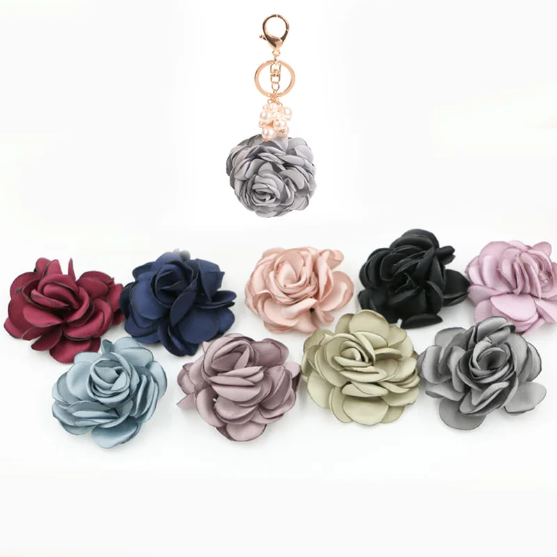 
Flower Pearl Key chain Luxury Charm Key Chain Decorative Bag Pendants for Girl Key Ring Accessories for Women Gifts 1009A 