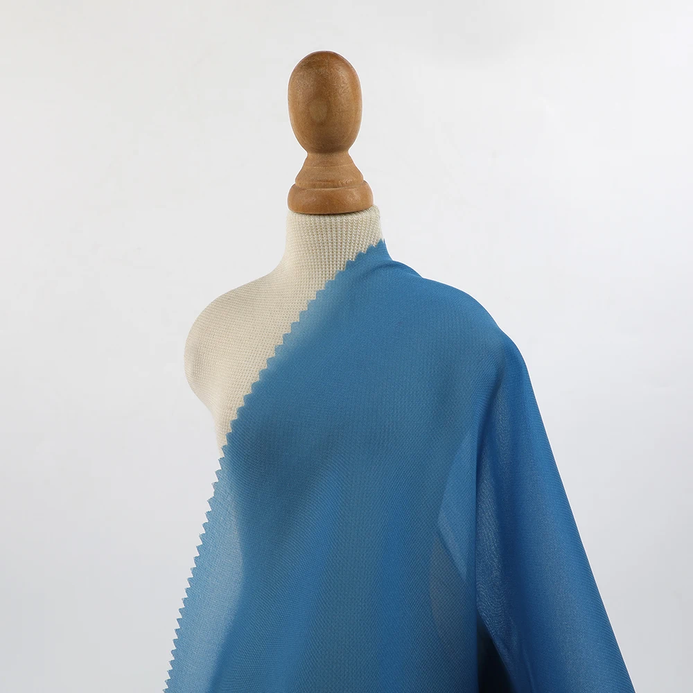 Good Quality Polyester 75D Chiffon Solid 60gsm Woven 150cm Pure Silk Crinkle Chiffon Fabric For Dress and Shirt