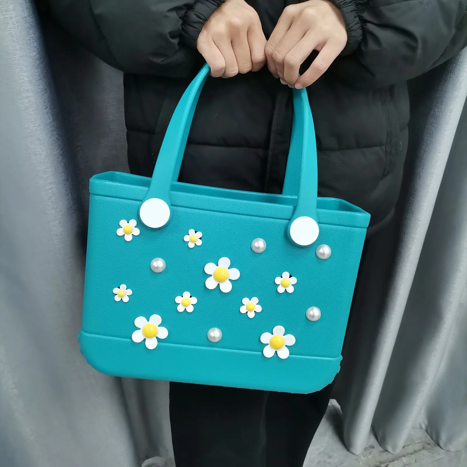 Minimalist Double Handle Shopper Bag Burlap Tote Bags Blank Jute Beach Eco Large Shopping Tote Bag