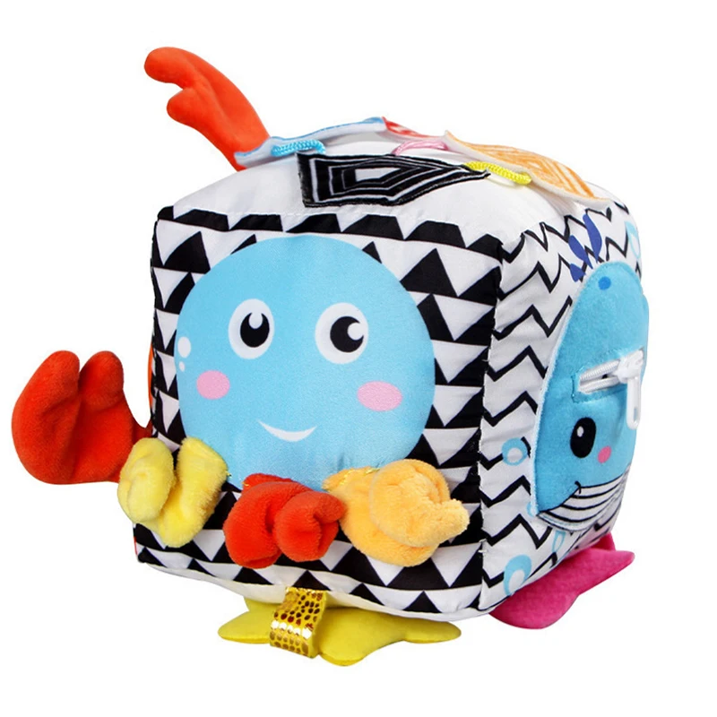 Multifunctional Plush Puzzle Dice Toy for 6-Side Cube Early Education Basic Life Skills Teaching Tool