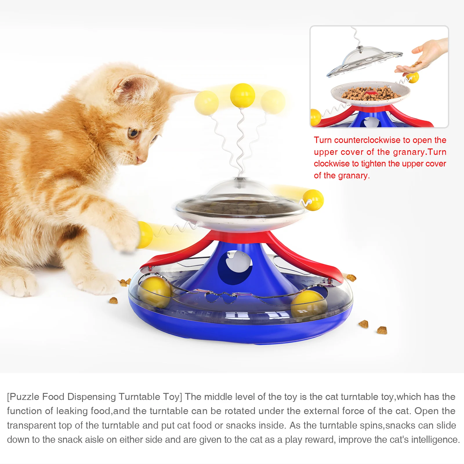 Multifunctional Turntable Leaking Food Container Stick Interactive Play Disc Trackball Teasing Baseball Pet Puzzle Toy