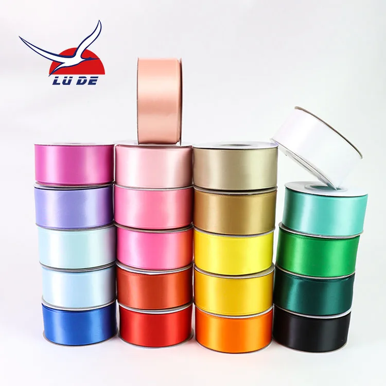 Factory wholesale solid color 25mm 100% polyester satin ribbon 100yards/roll