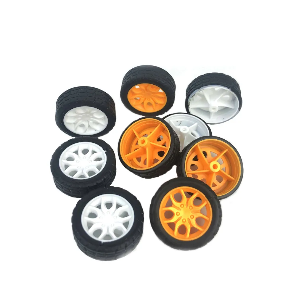 28mm-46mm OEM Custom Injection Molded Silicone Rubber PP PS Plastic Small Tyre Toy Car Wheel Spare Parts For DIY Robot Model