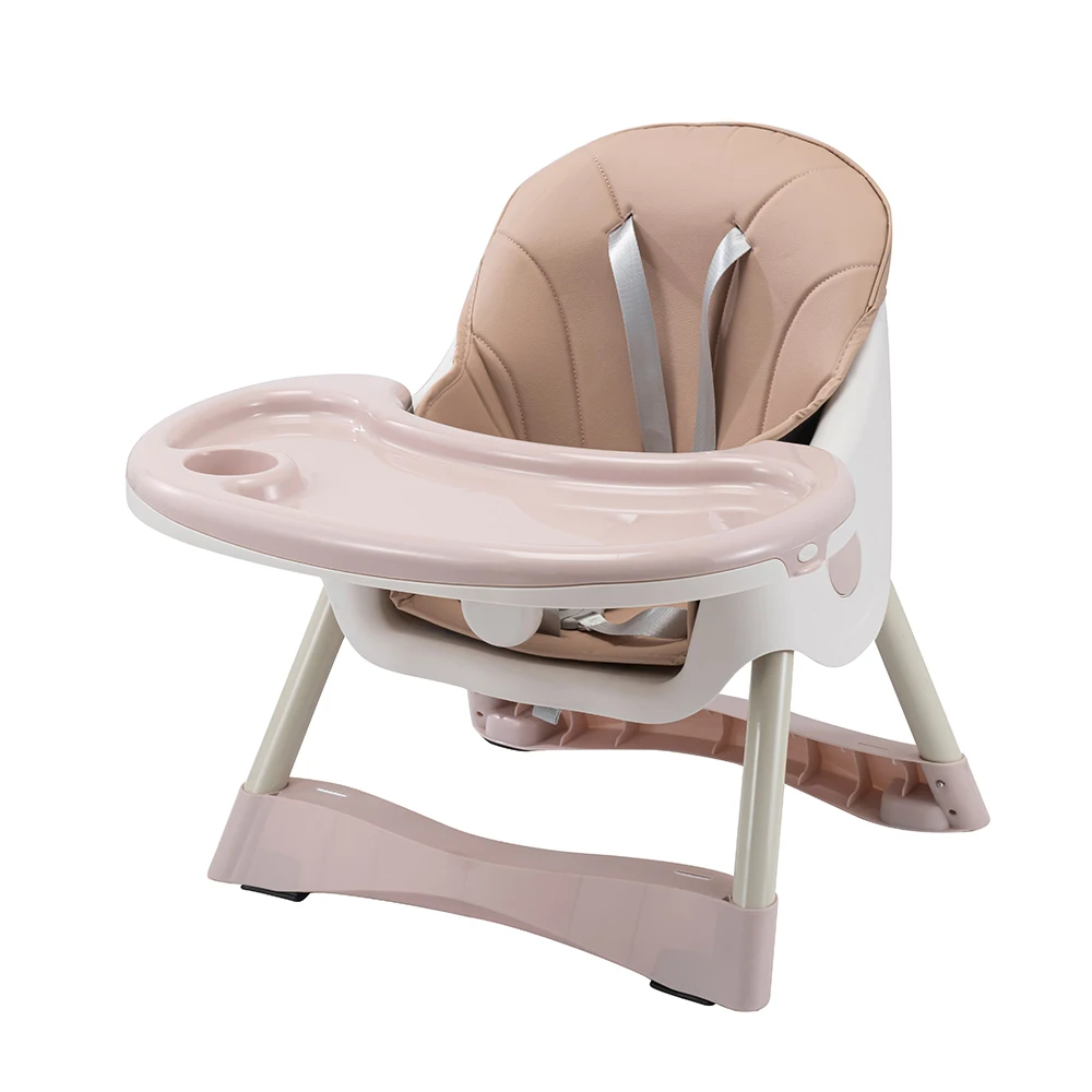 Portable pink baby dining chair feeding chair kids high chair with wheels