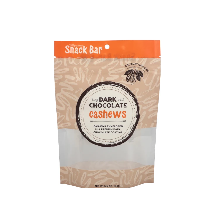 Wholesale stand up  Plastic Packaging zipper pull Dark Chocolate Cranberry Dessert  sachet doypack for dried fruit