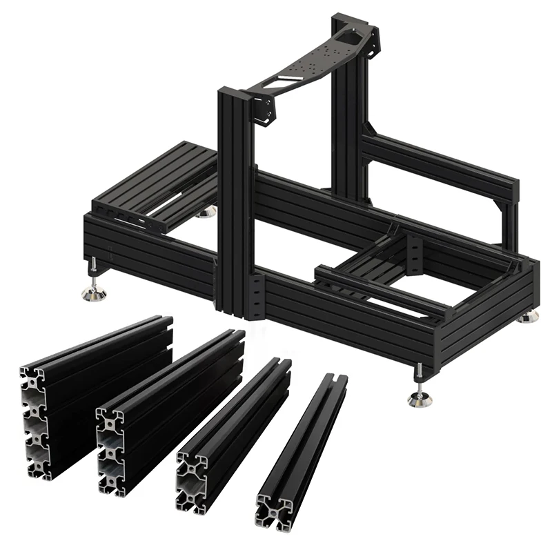China Factory Wholesale newly design large stock aluminum black color anodized t slot complete sim racing rig