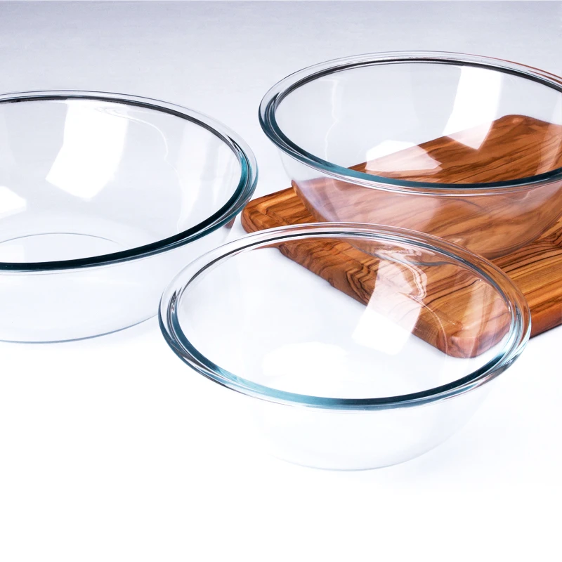 2L Clear Heat Resistant Borosilicate Tempered Glass Mixing Bowl without Lid