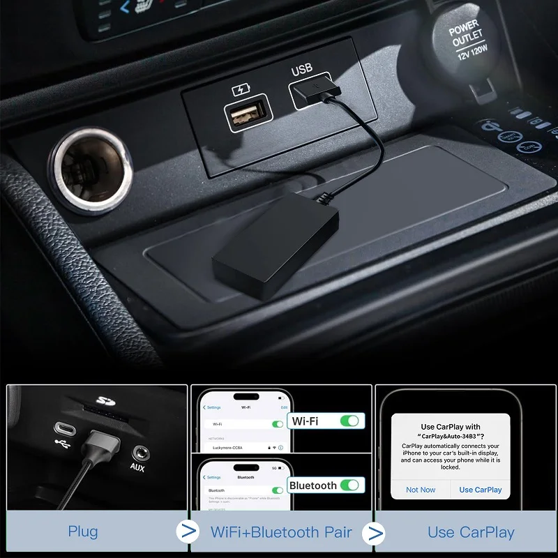 Wired Carbitlink Smartlink Phonelink to Wireless CarPlay Android Auto For BAIC SAIC Maxus Wuling Brilliance Yutong Hanteng Sihao