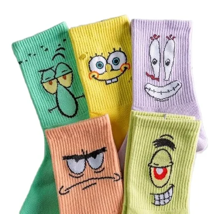 Fashion Cute Cartoon Design Women Sport Socks Custom Colorful Cotton Crew Socks