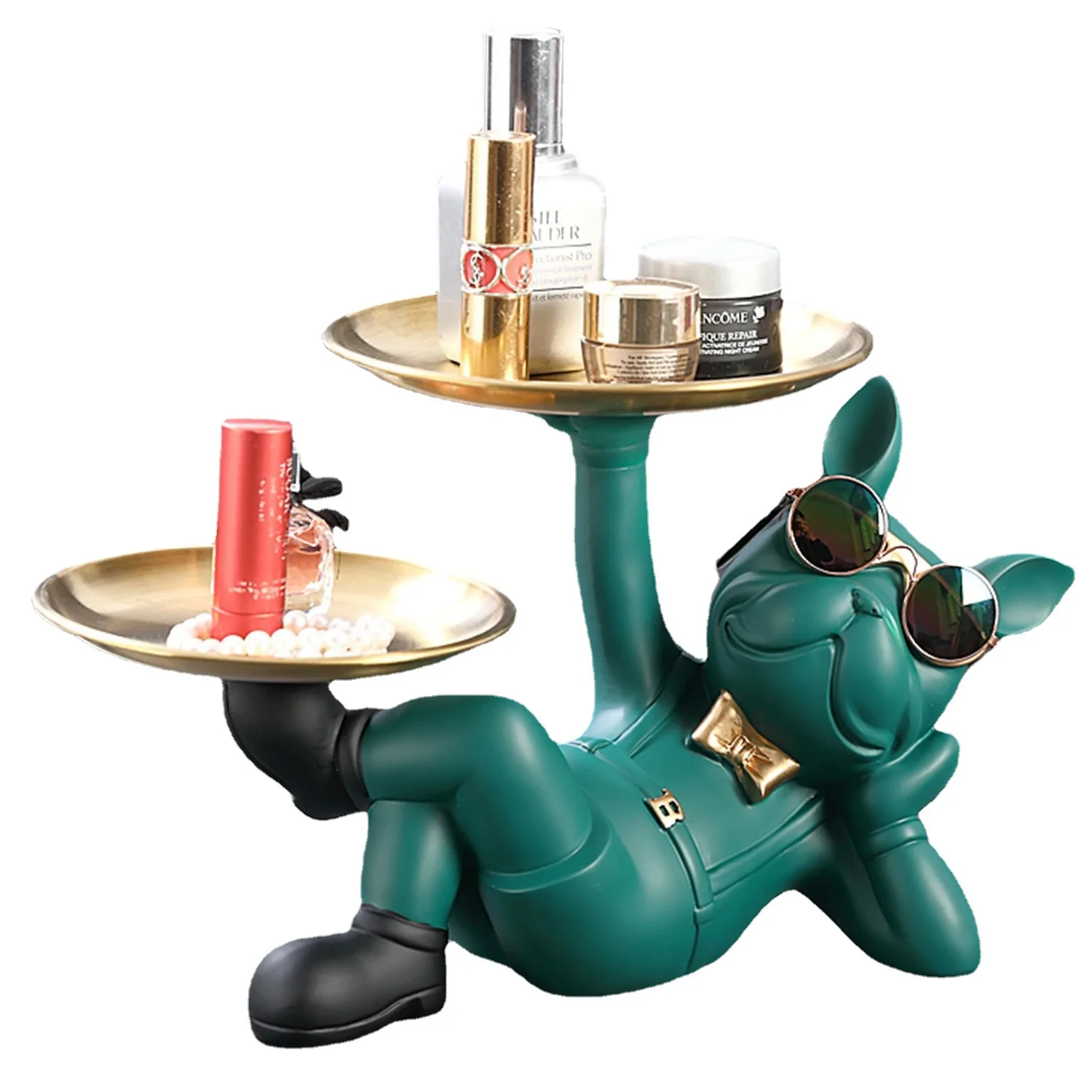 French Bulldog Statue Butler Bulldog Sculpture With tray Home Decoration Resin Art Decoration