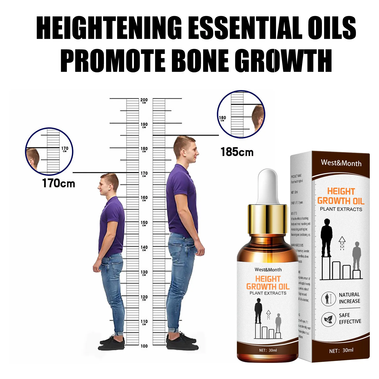 Hot Sale West Month Natural Plant Extract Foot Massage Essential Oils Promote Bone Growth Height Growth Oil