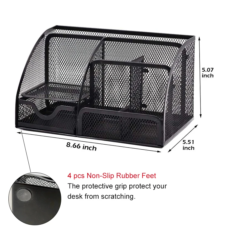 Space Saver Custom Metal Mesh Make Up Desktop Organizer, Office Black Desk Organiser Drawer Tray